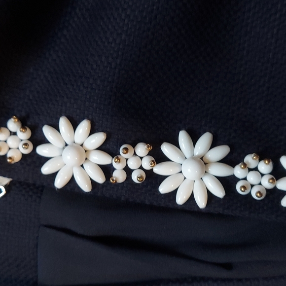 Rsvp by Talbots navy blazer with white beading - Picture 2 of 7